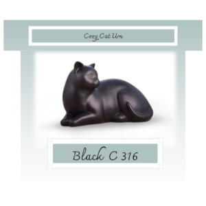 Cozy Cat Urn - Black C 316