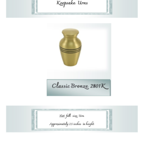 Keepsake Urns (Hold only part of ashes) - Classic Bronze 2801K