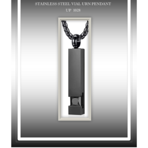 Pendant - Stainless Steel Vial Rectangular Black UP1028