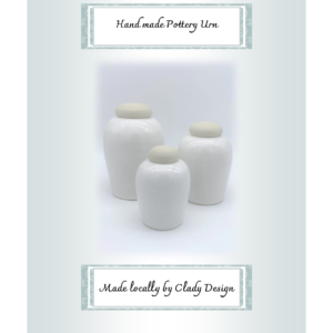 Clay, White Pottery Urn (Handmade locally by Clady Design)